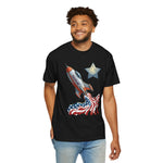 American Rocket T-Shirt — Patriotic USA Spaceship Graphic Tee