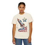 American Rocket T-Shirt — Patriotic USA Spaceship Graphic Tee