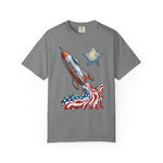 American Rocket T-Shirt — Patriotic USA Spaceship Graphic Tee
