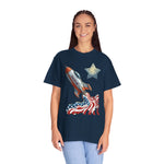 American Rocket T-Shirt — Patriotic USA Spaceship Graphic Tee
