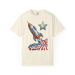 American Rocket T-Shirt — Patriotic USA Spaceship Graphic Tee