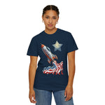 American Rocket T-Shirt — Patriotic USA Spaceship Graphic Tee