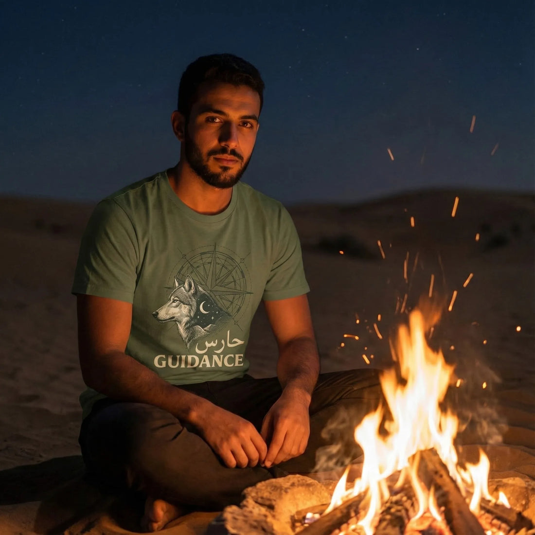 الحارس | The Guardian Wolf - Celestial Night Graphic Tee