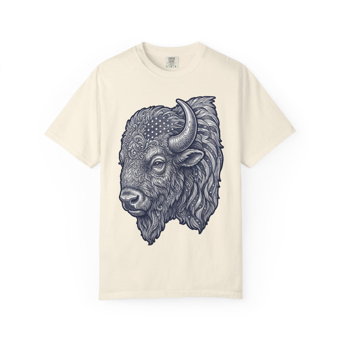 Buffalo Head Graphic Tee – Detailed Bison Illustration T-Shirt