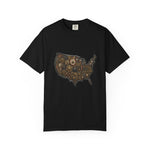 Steampunk USA Map T-Shirt — Vintage Gear & Cog Americana Tee