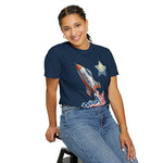American Rocket T-Shirt — Patriotic USA Spaceship Graphic Tee
