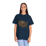 Steampunk USA Map T-Shirt — Vintage Gear & Cog Americana Tee