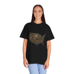 Steampunk USA Map T-Shirt — Vintage Gear & Cog Americana Tee
