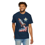 American Rocket T-Shirt — Patriotic USA Spaceship Graphic Tee