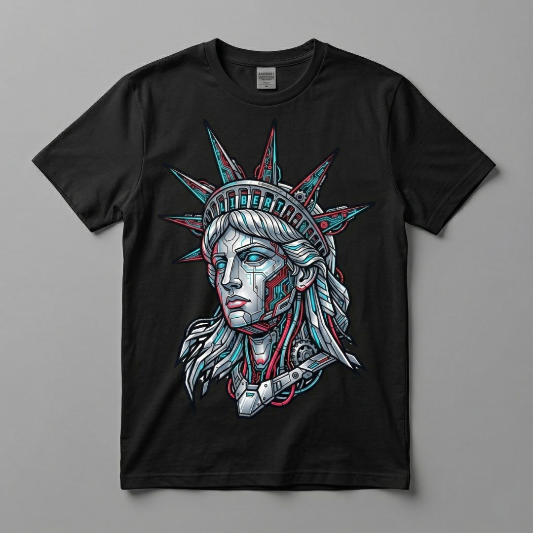 Statue of Liberty Graphic T-Shirt — Patriotic Neo-Traditional Liberty Design