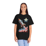 American Rocket T-Shirt — Patriotic USA Spaceship Graphic Tee