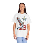 American Rocket T-Shirt — Patriotic USA Spaceship Graphic Tee