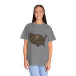 Steampunk USA Map T-Shirt — Vintage Gear & Cog Americana Tee