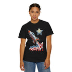 American Rocket T-Shirt — Patriotic USA Spaceship Graphic Tee