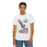 American Rocket T-Shirt — Patriotic USA Spaceship Graphic Tee