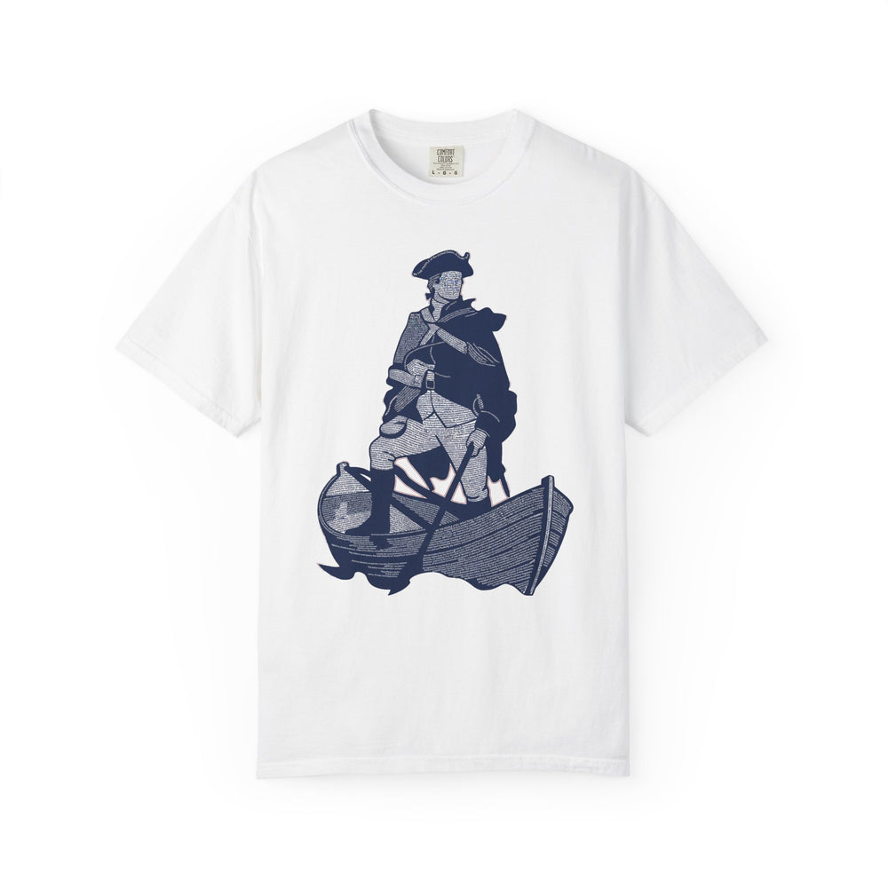 T-Shirt — Revolutionary Patriot in Boat Illustration