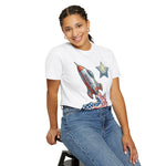 American Rocket T-Shirt — Patriotic USA Spaceship Graphic Tee