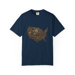 Steampunk USA Map T-Shirt — Vintage Gear & Cog Americana Tee