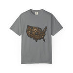 Steampunk USA Map T-Shirt — Vintage Gear & Cog Americana Tee